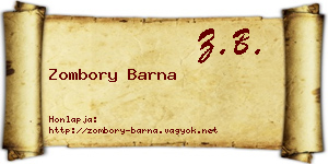 Zombory Barna névjegykártya